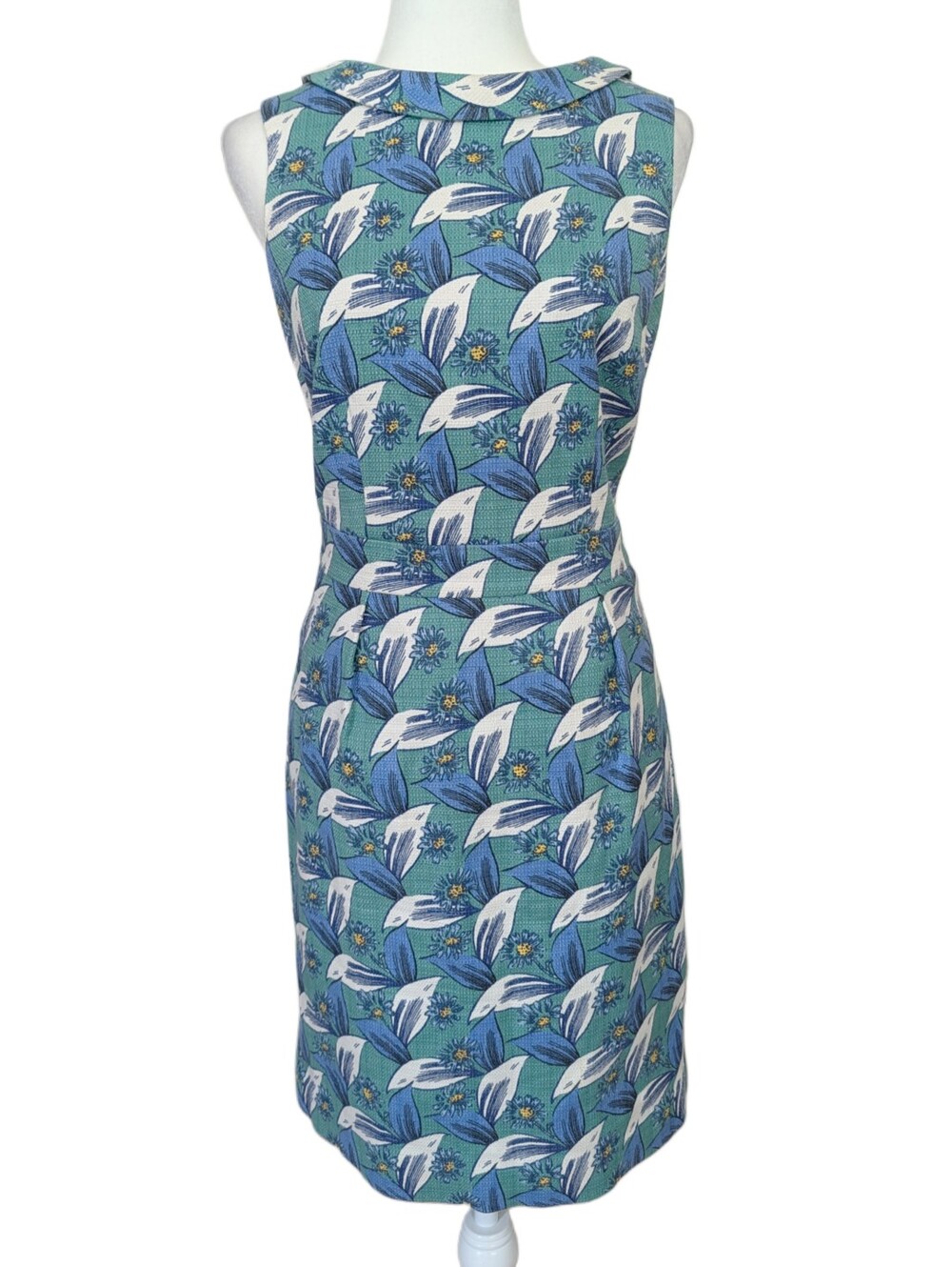 Boden Womens Blue Green Martha Sleeveless Floral Printed Sheath Midi Dress 8R - Picture 3 of 13
